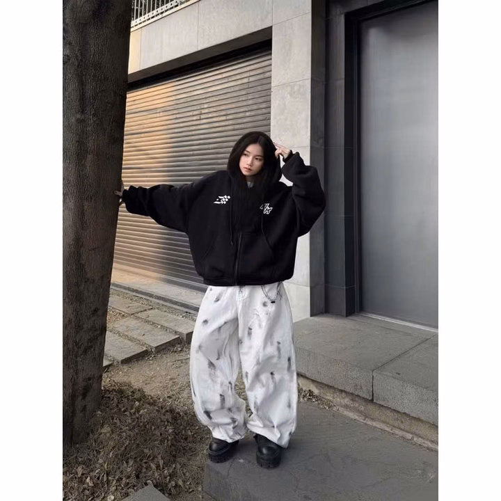 Áo Khoác Nỉ Form Boxy Unisex Nam Nữ In Chữ Streeet Đỏ Đen Dễ Mặc Tp55 - Phương Store - Ảnh 4