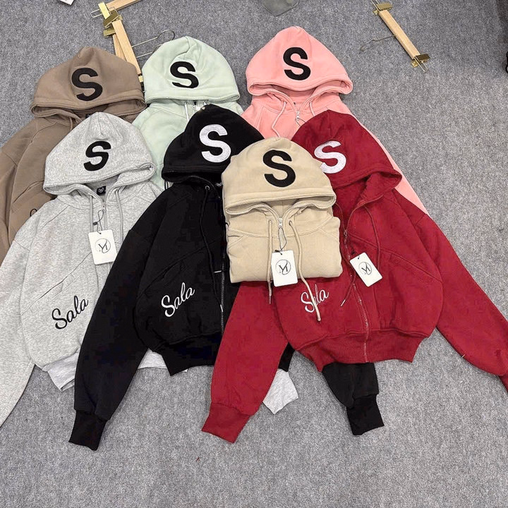 Áo Khoác Nỉ Dệt Nữ Tay Phồng Mũ Rộng Thêu Chữ Salaaa Chống Nắng Tốt Tp51 - Phương Store - Ảnh 2