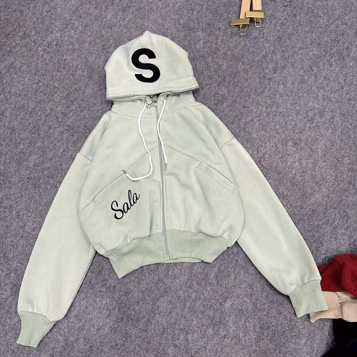 Áo Khoác Nỉ Dệt Nữ Tay Phồng Mũ Rộng Thêu Chữ Salaaa Chống Nắng Tốt Tp51 - Phương Store - Ảnh 4
