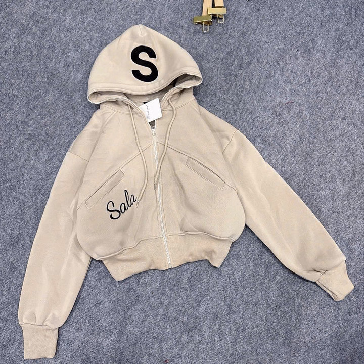 Áo Khoác Nỉ Dệt Nữ Tay Phồng Mũ Rộng Thêu Chữ Salaaa Chống Nắng Tốt Tp51 - Phương Store - Ảnh 5
