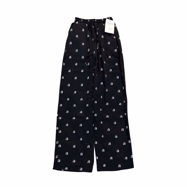 Sét Bộ Đồ Quần Ống Suông Họa Tiết Nơ Tăm + Mix Áo Croptop Tăm Lạnh - In Hình Nơ Trắng Xinh Xắn - Ảnh 4