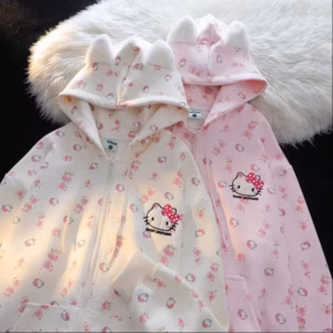 Áo Khoác Nỉ Nữ Dây Kéo Phối Thân In Hình Cừu Form Rộng Hoạ Tiết Nghộ Nghĩnh Cute - Tp837