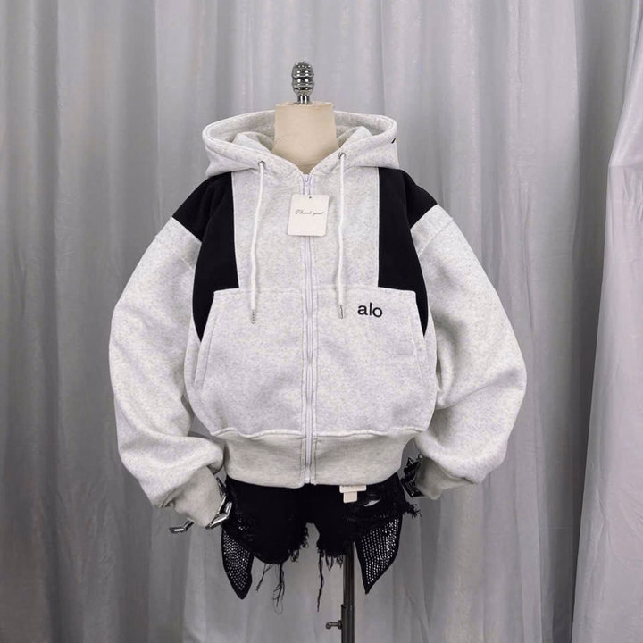 Áo Khoác Nỉ Dệt Nữ Form Boxy Nón To 2 Lớp Thêu Chữ Alo , Tay Xỏ Ngón , Có Túi Trong Tp76 - Ảnh 2