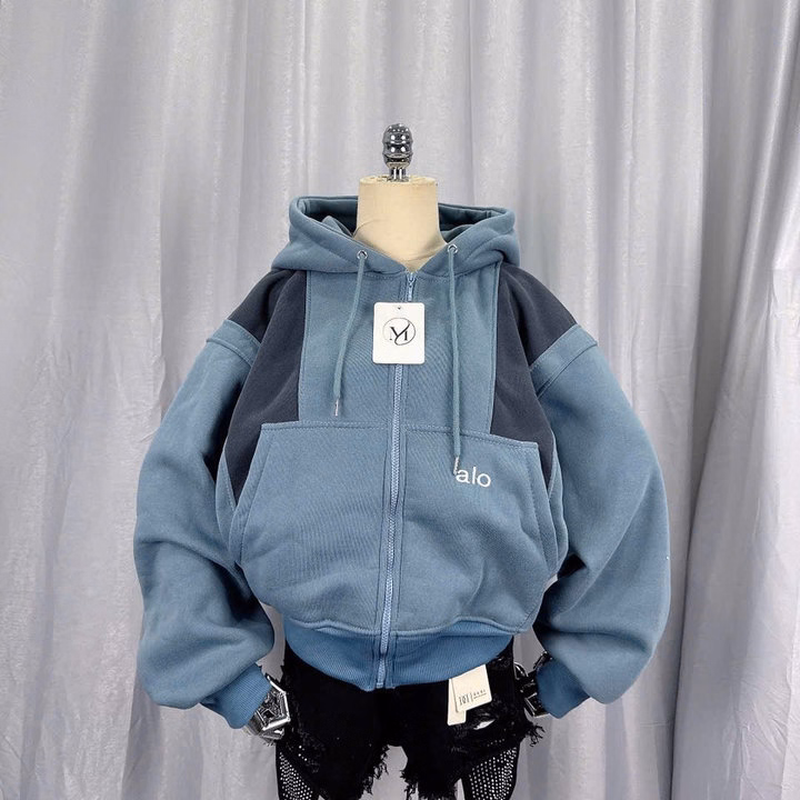 Áo Khoác Nỉ Dệt Nữ Form Boxy Nón To 2 Lớp Thêu Chữ Alo , Tay Xỏ Ngón , Có Túi Trong Tp76 - Ảnh 6