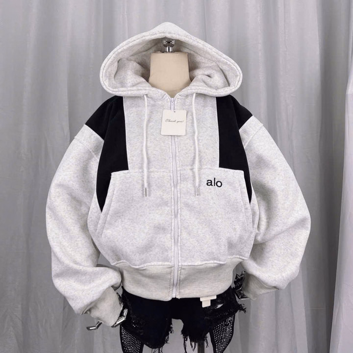 Áo Khoác Nỉ Dệt Nữ Form Boxy Nón To 2 Lớp Thêu Chữ Alo , Tay Xỏ Ngón , Có Túi Trong Tp76 - Ảnh 4