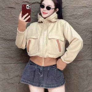 Áo Khoác Nữ Khóa Kéo Phối Túi Hộp Vải Thun Pc Mịn , Nón To Chống Nắng Tốt 2 Lớp Mẫu Mới - U675