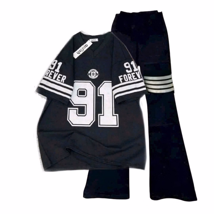 Sét Bộ Đồ Mùa Hè Quần Ống Loe + Mix Áo Phông Unisex Form Thụng Tay Lỡ 91 - Ảnh 2