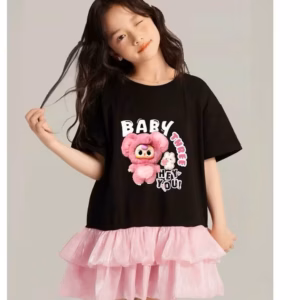 Đầm Suông Thun Chính Phẩm Phối 2 Tùng Bí In Babythree Hottrend Bé Gái Từ 12-50Kg Cho Bé Gái