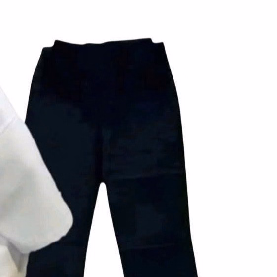 Sét Bộ Đồ Quần Ống Loe Cạp Cao Co Dãn Thoải Mái + Mix Áo Croptop Tăm Lạnh - In Hình Nơ Trắng Xinh Xắn - Ảnh 3