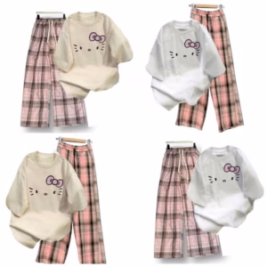 Tổng Hợp Các Sét Bộ Quần Suông Cạp Cao + Mix Áo Phông Form Rộng Unisex - Hình Mèo Từ Chất Liệu Cotton Và Da Cá Siêu Đẹp