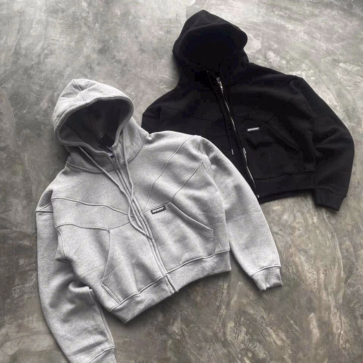 Áo Khoác Nỉ Form Boxy Chạy Viền Chữ V Tay Phồng Bo Dệt Có 2 Túi Trong Unisex Tp112 - Golden Dream