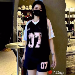 Đồ Bộ Nữ Vải Mè Bóng In Số 07 Phối Màu Phong Cách Thể Thao Trẻ Trung Năng Động Tp49 - Golden Dream