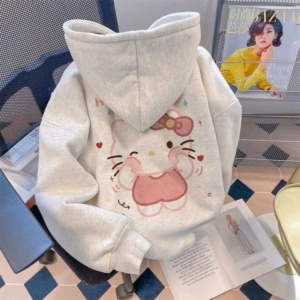 Áo Khoác Nỉ Hoodie Nón Rộng In Hình Mèo Kitty Sau Lưng Siêu Dễ Thương - Tp78