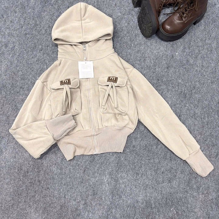 Áo Khoác Nỉ Dây Kéo Chất Nỉ Phối Túi Hộp Thêu Chữ M Form Rộng Siêu Dày Chống Nắng - Ảnh 10