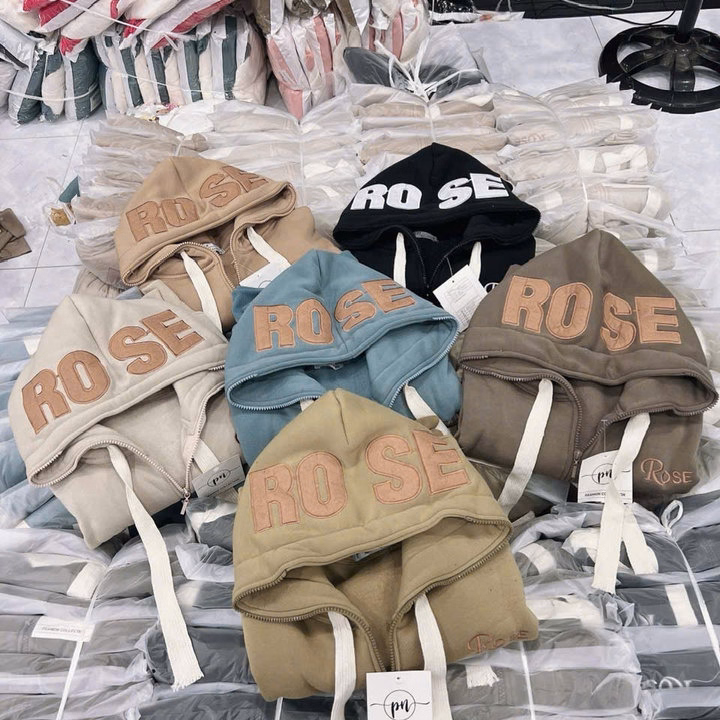 Áo Khoác Nỉ Dây Kéo Chất Nỉ Thêu Chữ Rose Form Rộng Siêu Dày Chống Nắng , Túi Xỏ Ngón - Ảnh 6