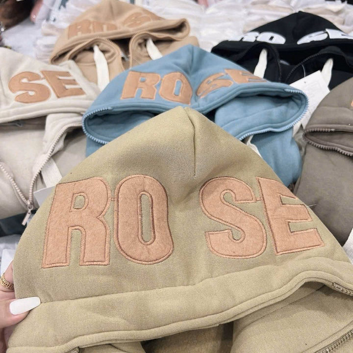 Áo Khoác Nỉ Dây Kéo Chất Nỉ Thêu Chữ Rose Form Rộng Siêu Dày Chống Nắng , Túi Xỏ Ngón - Ảnh 5