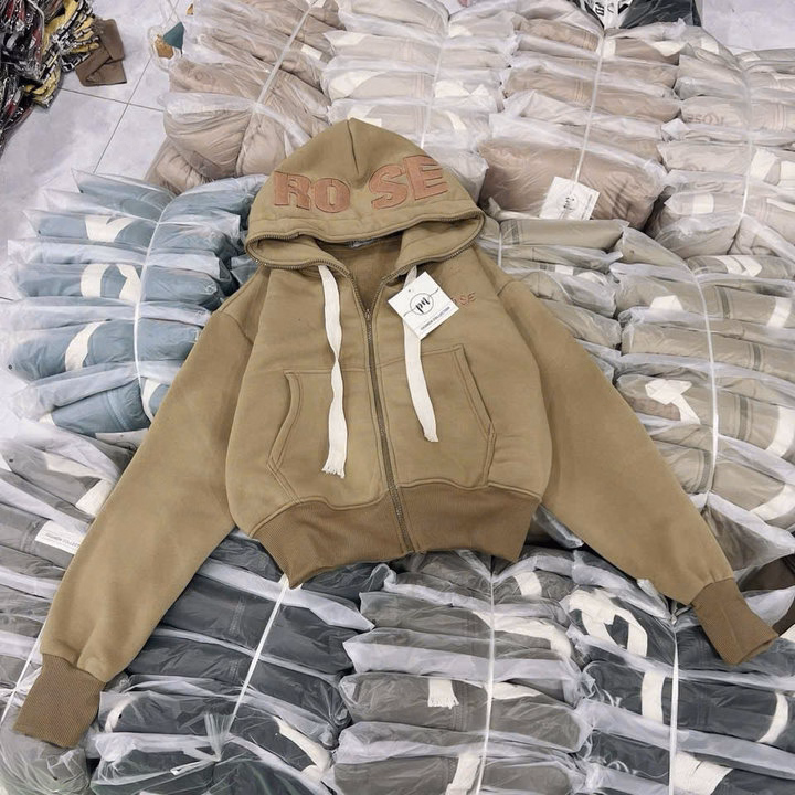 Áo Khoác Nỉ Dây Kéo Chất Nỉ Thêu Chữ Rose Form Rộng Siêu Dày Chống Nắng , Túi Xỏ Ngón - Ảnh 7