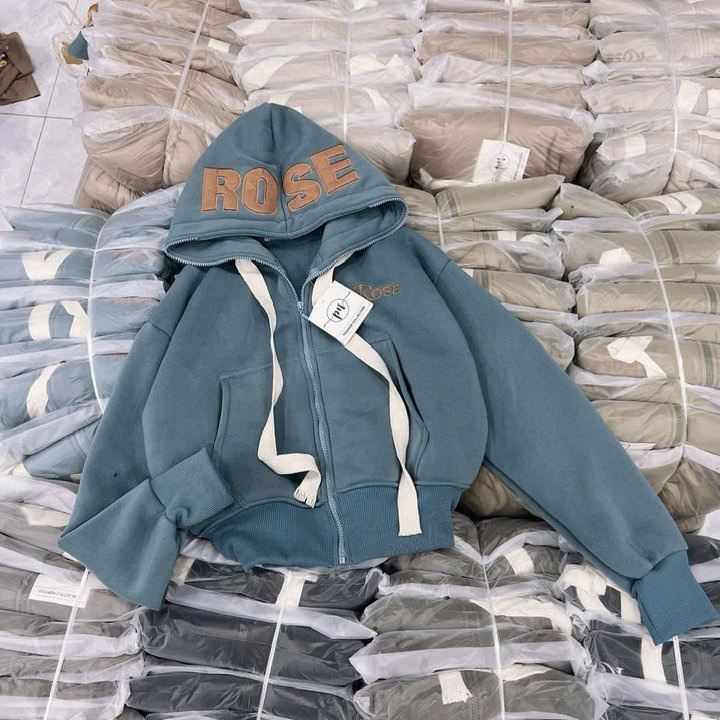 Áo Khoác Nỉ Dây Kéo Chất Nỉ Thêu Chữ Rose Form Rộng Siêu Dày Chống Nắng , Túi Xỏ Ngón - Ảnh 8