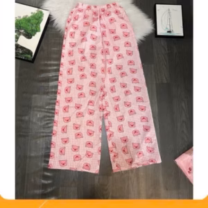 Quần Ống Rộng Họa Tiết Heo Hồng Dễ Thương Xinh Xắn