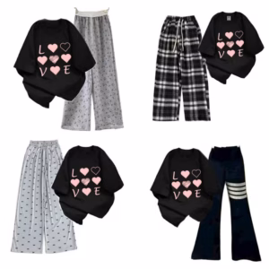 Tổng Hợp Các Sét Bộ Mùa Hè Quần Ống Rộng Đa Dạng Mẫu +Mix Áo Phông Form Rộng Tay Lỡ - Chữ Love