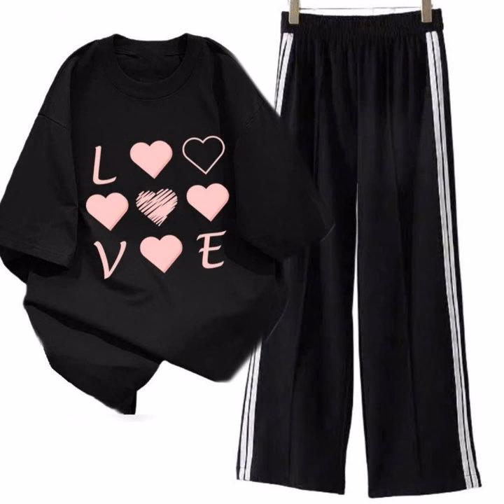 Sét Bộ Quần Thể Thao + Áo Phông Form Rộng Tay Lỡ Love - Ảnh 2