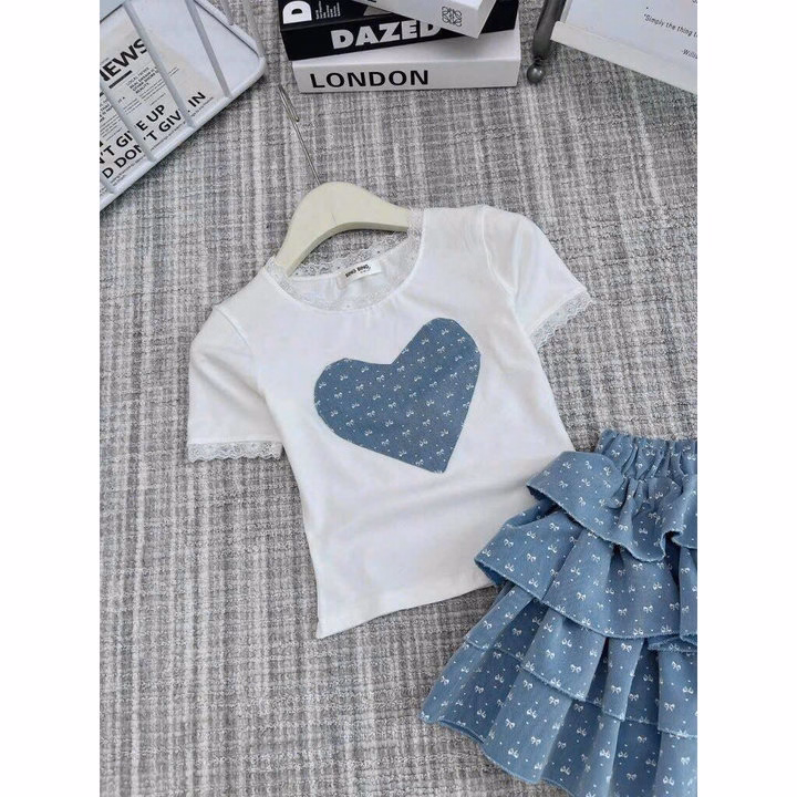 Set Chân Váy Mango Tầng Phối Áo Tăm Thêu Hình Phối Ren Bt85Uy-Sam Store - Ảnh 4