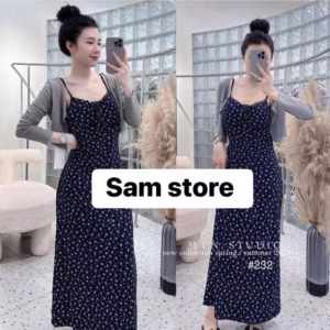 Set Đầm Body Dáng Dài In Full Kèm Áo Khoác Bt90Nj-Sam Store