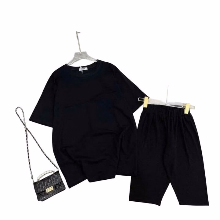 Sét Bộ Đồ Quần Legging Lửng + Mix Áo Phông Trắng Trơn Form Thụng Chất Cotton Mát - Ảnh 4