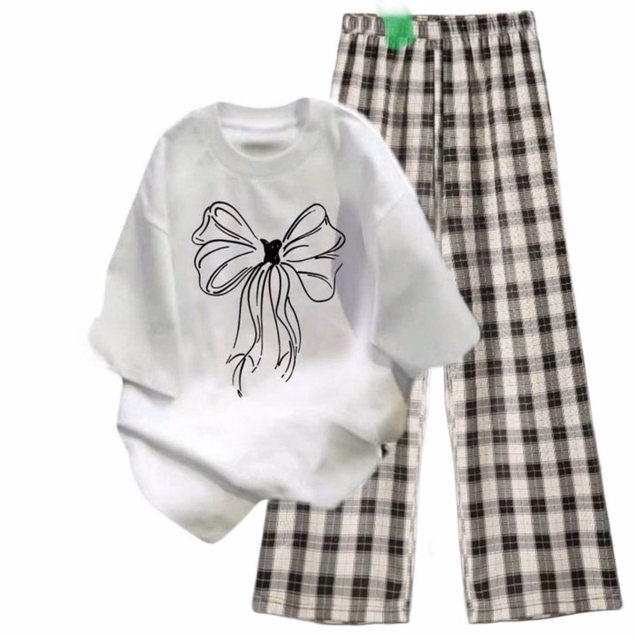 Tổng Hợp Các Sét Bộ Đồ Quần Ống Rộng + Mix Áo Phông Hình Nơ Đơn Giản Form Rộng - Ảnh 7