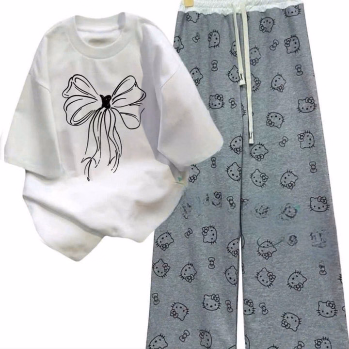 Tổng Hợp Các Sét Bộ Đồ Quần Ống Rộng + Mix Áo Phông Hình Nơ Đơn Giản Form Rộng - Ảnh 9