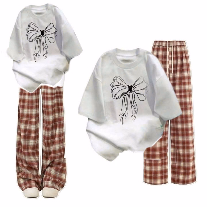 Tổng Hợp Các Sét Bộ Đồ Quần Ống Rộng + Mix Áo Phông Hình Nơ Đơn Giản Form Rộng - Ảnh 5