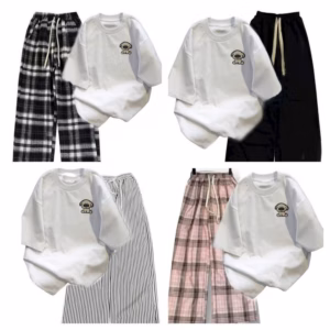 Tổng Hợp Các Sét Bộ Đồ Quần Ống Rộng + Mix Áo Phông In Hình Cún Ở Ngực Form Rộng