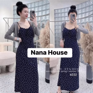 Set Đầm Body Dáng Dài In Full Kèm Áo Khoác Tb90Hg-Nana House
