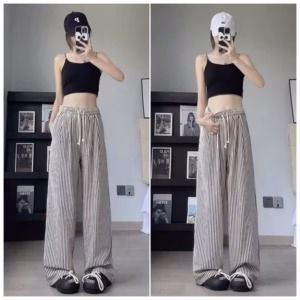 Sét Quần Đũi Dáng Dài + Mix Áo 2 Dây Bún Tăm Lạnh