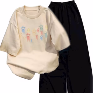 Tổng Hợp Các Set Bộ Quần Ống Rộng + Mix Áo Phông Form Rộng Tay Lỡ In Hình Ngôi Sao.