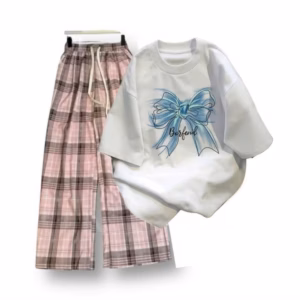 Tổng Hợp Set Bộ Quần Ống Rộng + Mix Áo Phông Nơ Xanh Dương