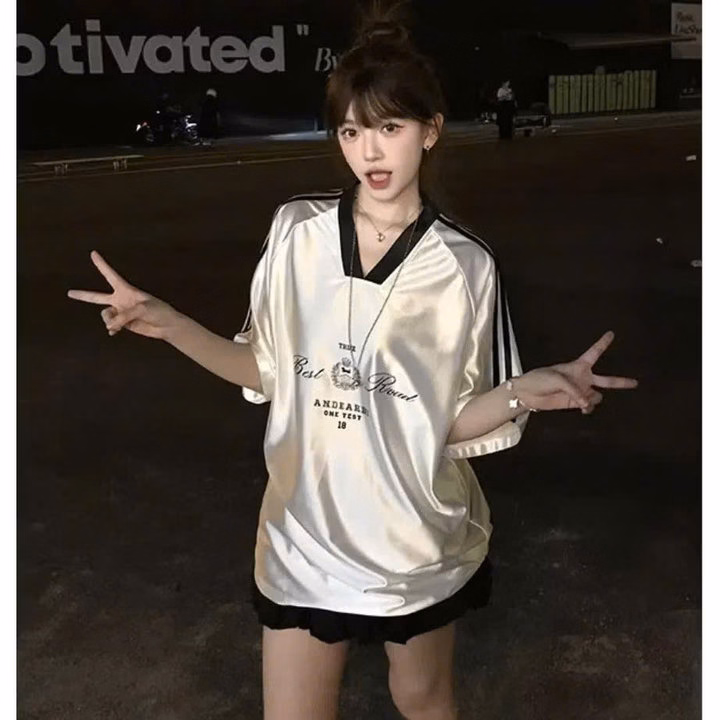 Áo Thun Cổ Tim Unisex Nam Nữ In Chữ Roadd Vải Mè Mềm Mịn Tp12 - Golden Dream - Ảnh 4