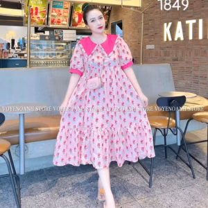 Đầm Váy Nữ Baby Dool Lụa Hoa Cổ Lá Sen Bt73Re-Sam Store