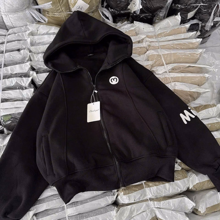 Áo Khoác Nỉ Dệt ,Chống Nắng Thêu Chữ M Nón To Siêu Dày Áo Khoác Nữ Form Lửng 4 Túi ,Nón To ,Tay Xỏ Ngón Tp - Ảnh 2