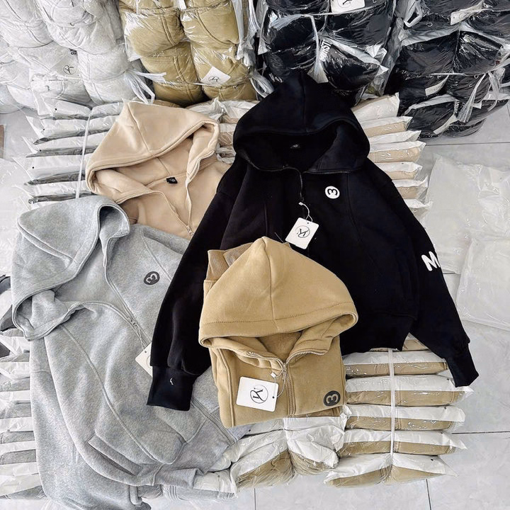 Áo Khoác Nỉ Dệt ,Chống Nắng Thêu Chữ M Nón To Siêu Dày Áo Khoác Nữ Form Lửng 4 Túi ,Nón To ,Tay Xỏ Ngón Tp - Ảnh 6