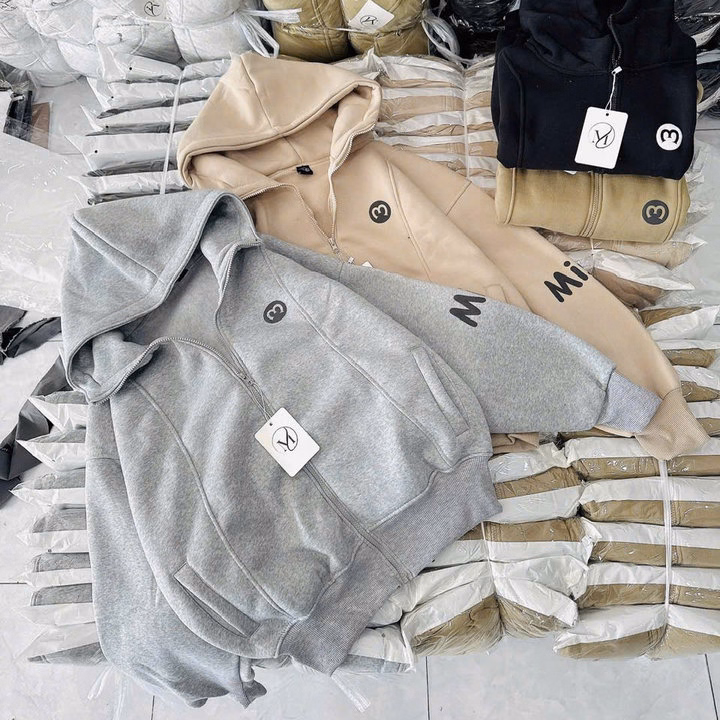 Áo Khoác Nỉ Dệt ,Chống Nắng Thêu Chữ M Nón To Siêu Dày Áo Khoác Nữ Form Lửng 4 Túi ,Nón To ,Tay Xỏ Ngón Tp - Ảnh 9