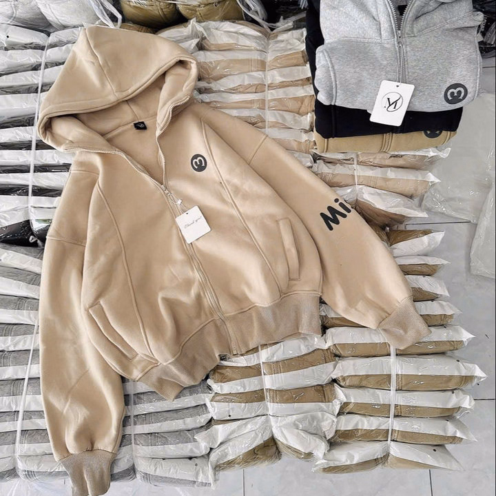 Áo Khoác Nỉ Dệt ,Chống Nắng Thêu Chữ M Nón To Siêu Dày Áo Khoác Nữ Form Lửng 4 Túi ,Nón To ,Tay Xỏ Ngón Tp - Ảnh 8