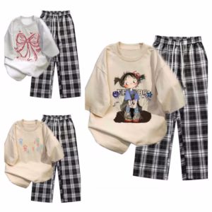 Tổng Hợp Set Bộ Quần Caro Đen + Mix Áo Phông Form Rộng Tay Lỡ Chất Cotton Thoáng Mát