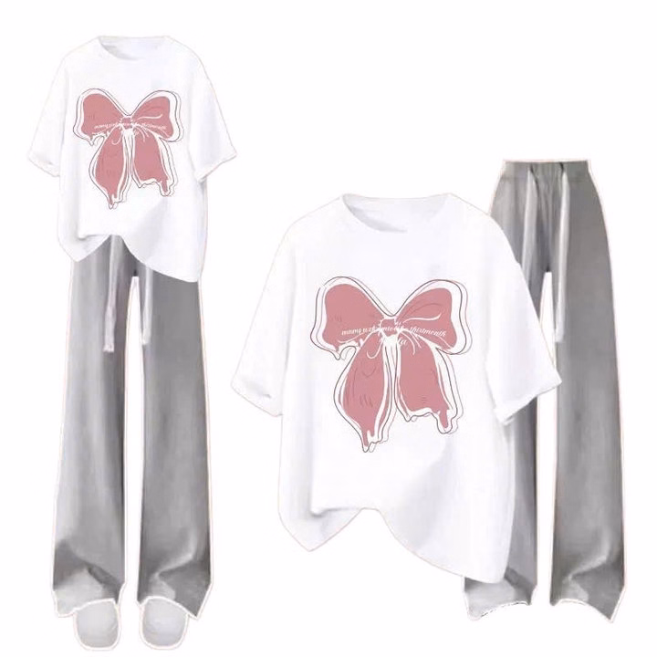 Sét Bộ Quần Ống Rộng Cạp Cao + Mix Áo Phông Form Rộng Chất Vải Thoáng Mát Mềm Mịn - Ảnh 3