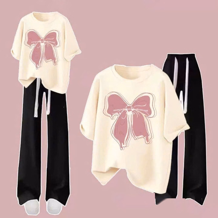 Sét Bộ Quần Ống Rộng Cạp Cao + Mix Áo Phông Form Rộng Chất Vải Thoáng Mát Mềm Mịn - Ảnh 2