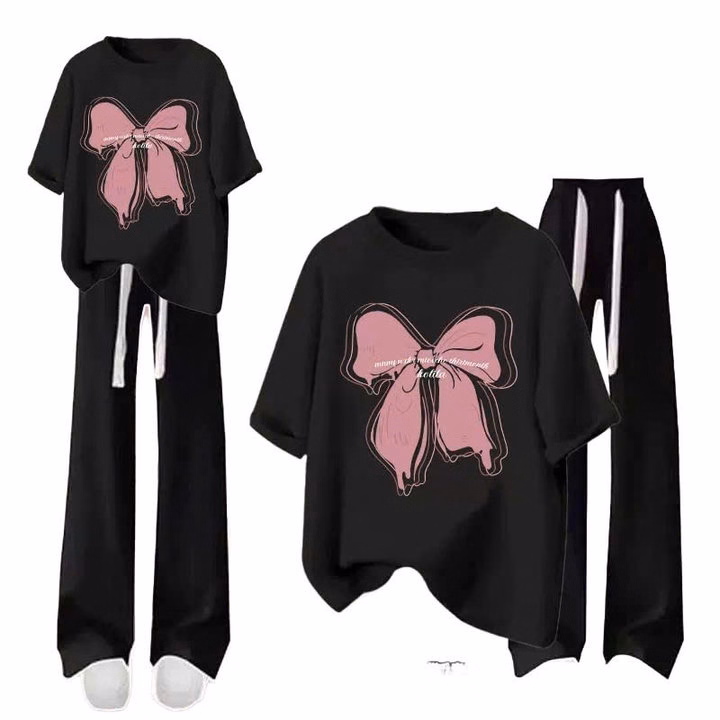 Sét Bộ Quần Ống Rộng Cạp Cao + Mix Áo Phông Form Rộng Chất Vải Thoáng Mát Mềm Mịn - Ảnh 4