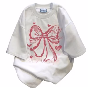 ( Lưu Ý Chất Su Mỏng Mát ) Áo Phông Form Rộng Tay Lỡ Chất Vải Cotton , Áo Cổ Tròn Nam Nữ Unisex - Nơ Loang Hồng
