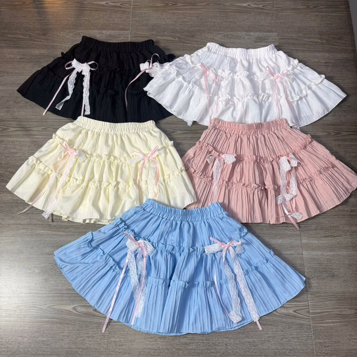 Chân Váy Viền Nhún Đính Nơ Ren - Lê Phương Boutique