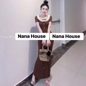 Đầm Thun Gân Dáng Dài Phối Bèo Ren Bt69Jh-Nana House
