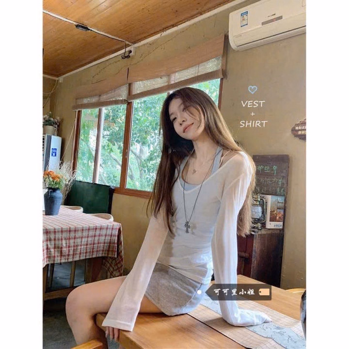 Set Áo Nữ 2 Chu Tiết Áo Thun Giấy Phối Áo Bra Coton Siêu Xinh Tp33 - Golden Dream - Ảnh 7